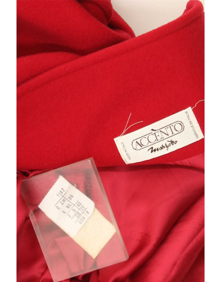 Casaco feminino Marzotto com peito duplo Reino Unido 12 lã vermelha média