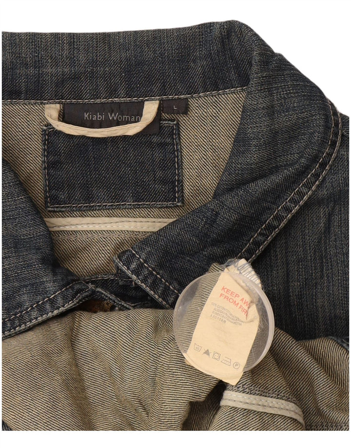 Jaqueta jeans feminina Kiabi UK 14 grande algodão azul