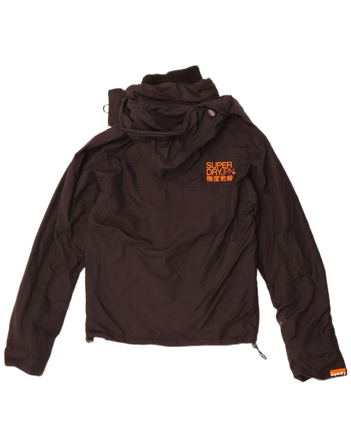 Jaqueta corta-vento masculina Superdry com capuz Reino Unido 36 pequeno preto nylon