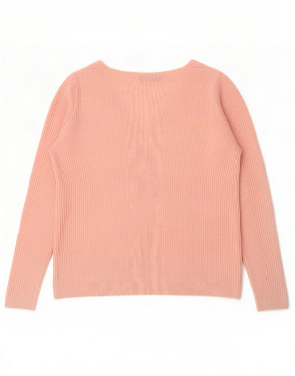 Suéter feminino Marks & Spencer com decote em V Reino Unido 14 grande acrílico rosa
