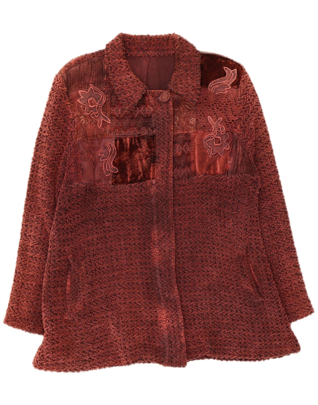 Jaqueta bomber feminina vintage UK 14 médio marrom floral