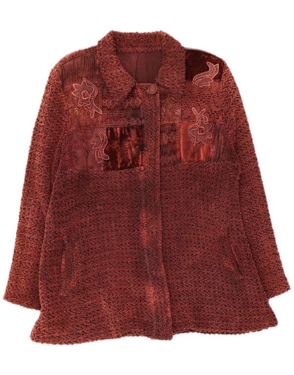 Jaqueta bomber feminina vintage UK 14 médio marrom floral