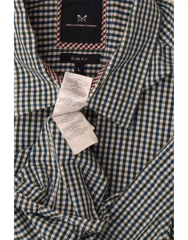 Crew Clothing Camisa masculina slim fit grande algodão guingão multicolorido