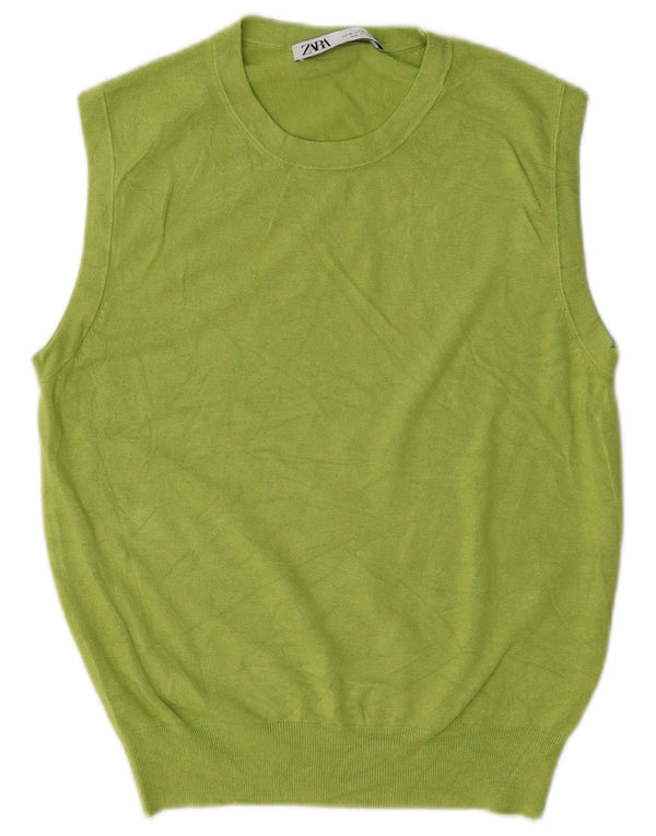 Zara Womens Vest Tank Top UK 18 XL Verde Viscose