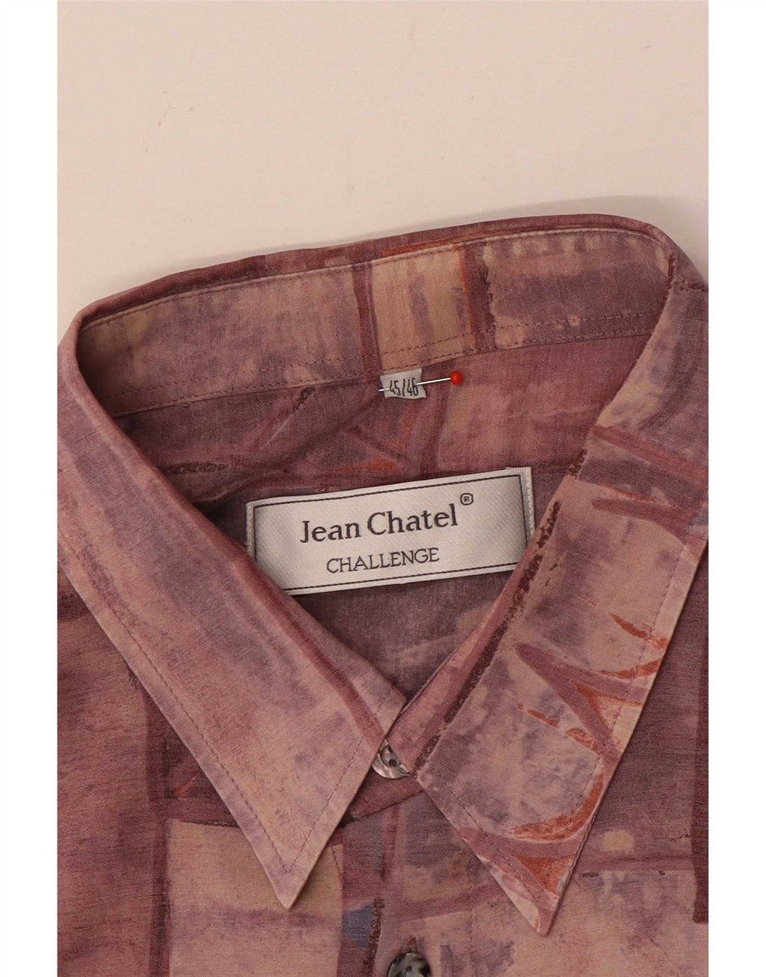 Camisa masculina Jean chatel tamanho 45/46 XL Borgonha Patchwork
