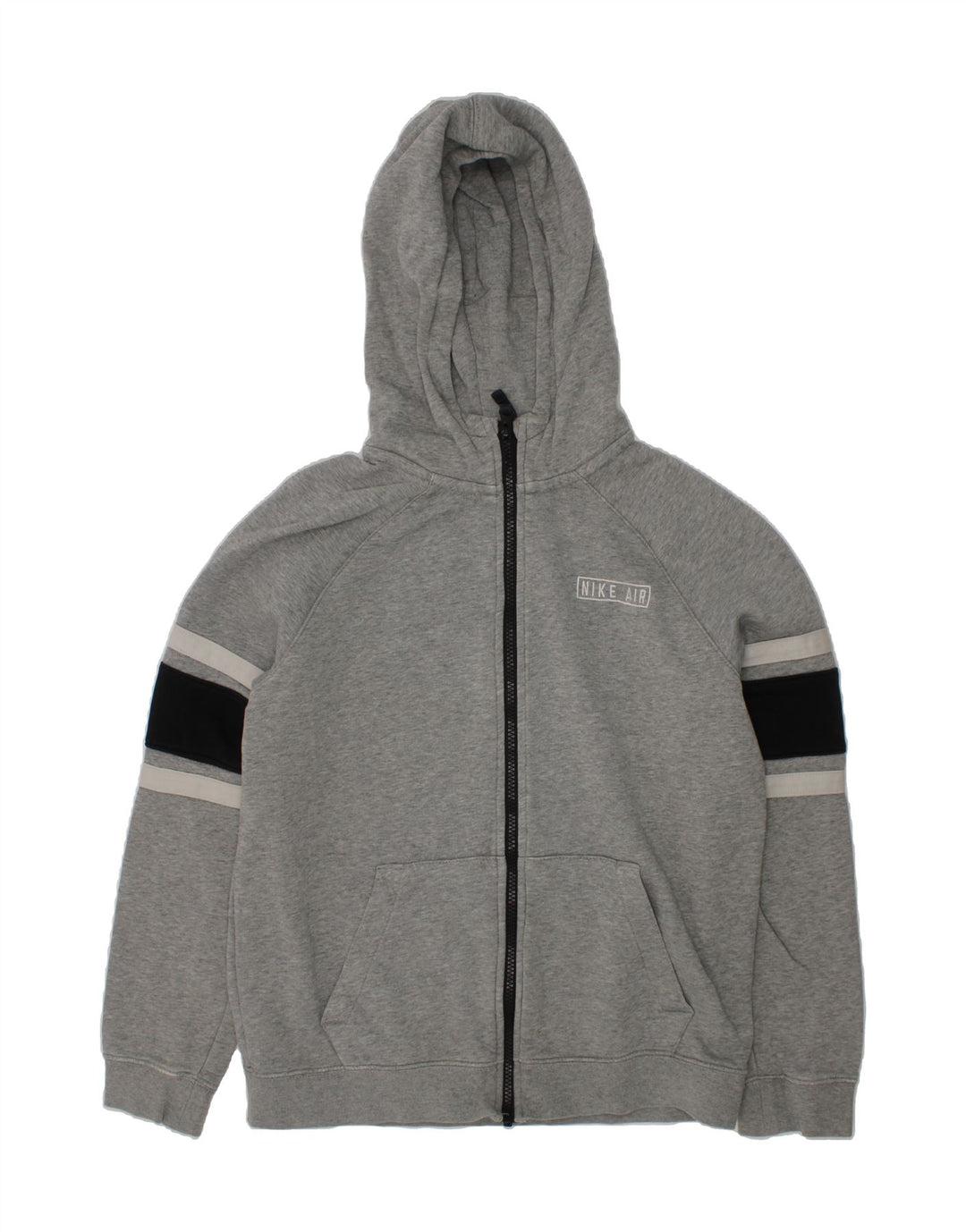 NIKE Boys Zip Hoodie Sweater 13-14 Years XL  Grey Colourblock Cotton Vintage Nike and Second-Hand Nike from Messina Hembry 