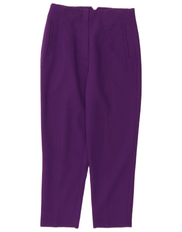 Zara Calça feminina cônica cortada grande W30 L26 poliéster roxo