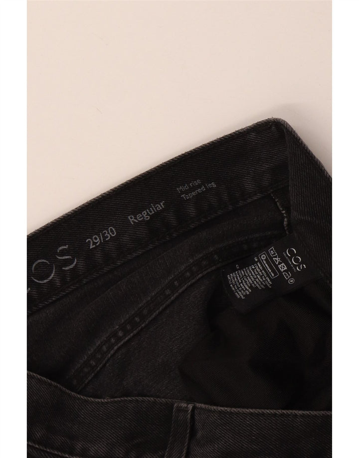 Calça jeans feminina Cos cintura média regular cônica W29 L30 algodão preto