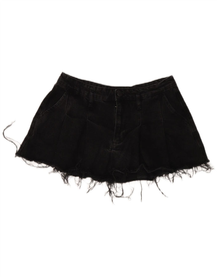 Mini saia jeans feminina Zara médio W32 algodão preto