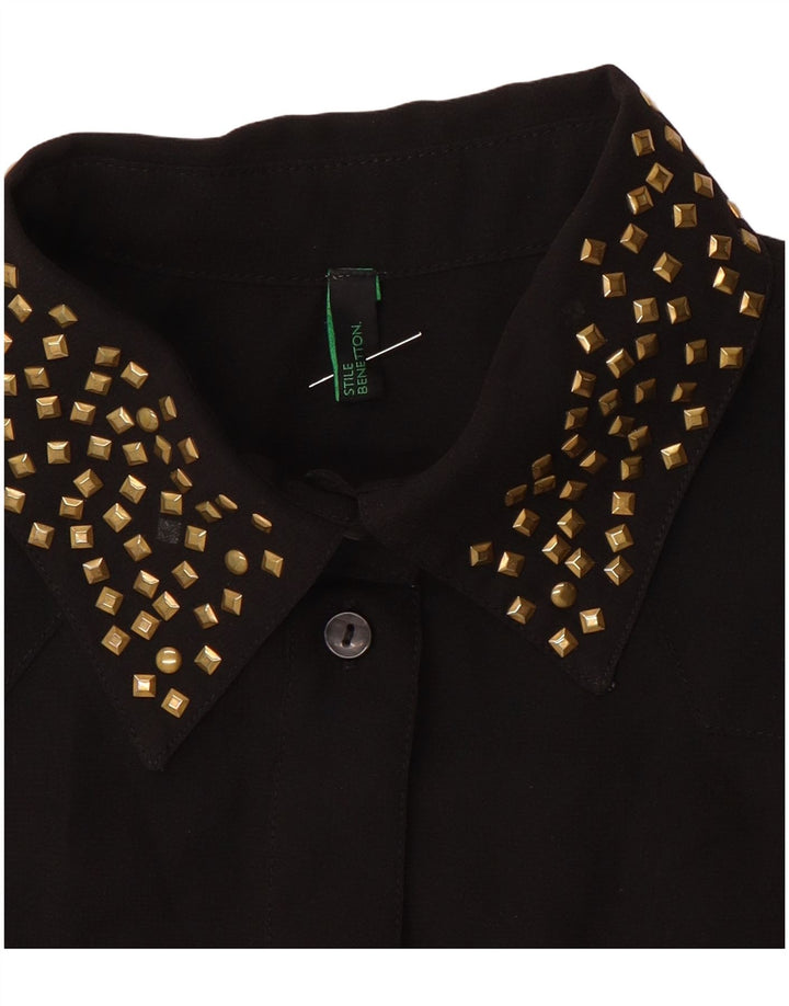 Blusa feminina sem mangas Benetton Reino Unido 10 pequena preta