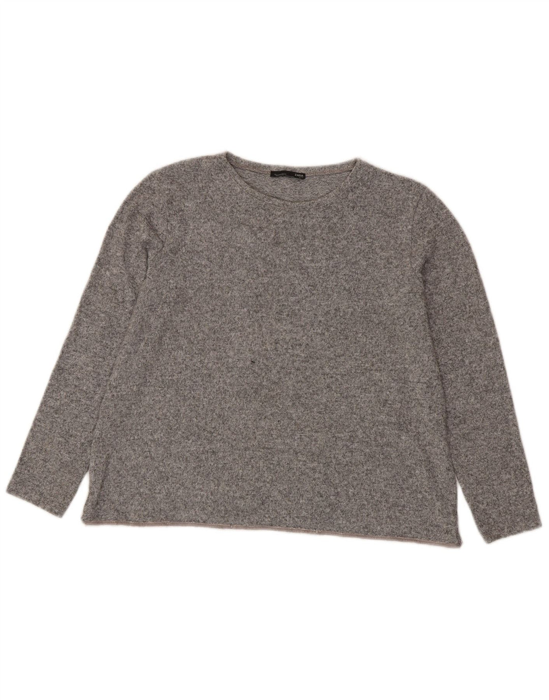 Zara Top feminino oversized manga comprida Reino Unido 10 pequeno cinza manchado