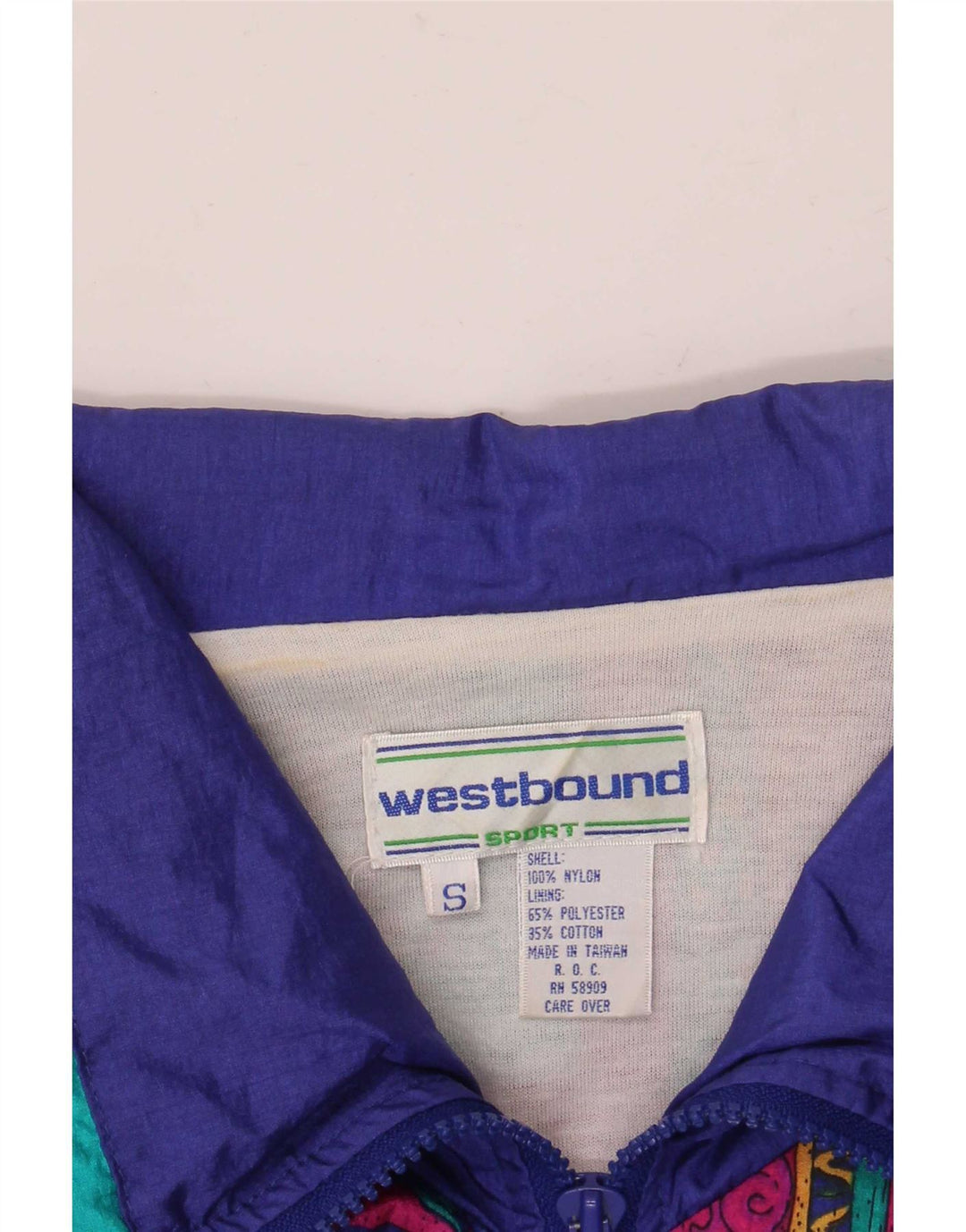 Jaqueta de chuva feminina grande Westbound Reino Unido 10 pequena azul marinho Paisley Nylon