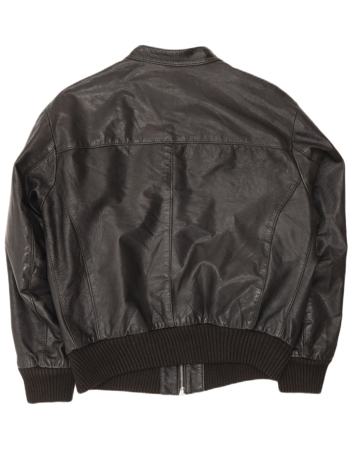 Jaqueta bomber masculina de couro Sonny Bono Reino Unido 38 média preta