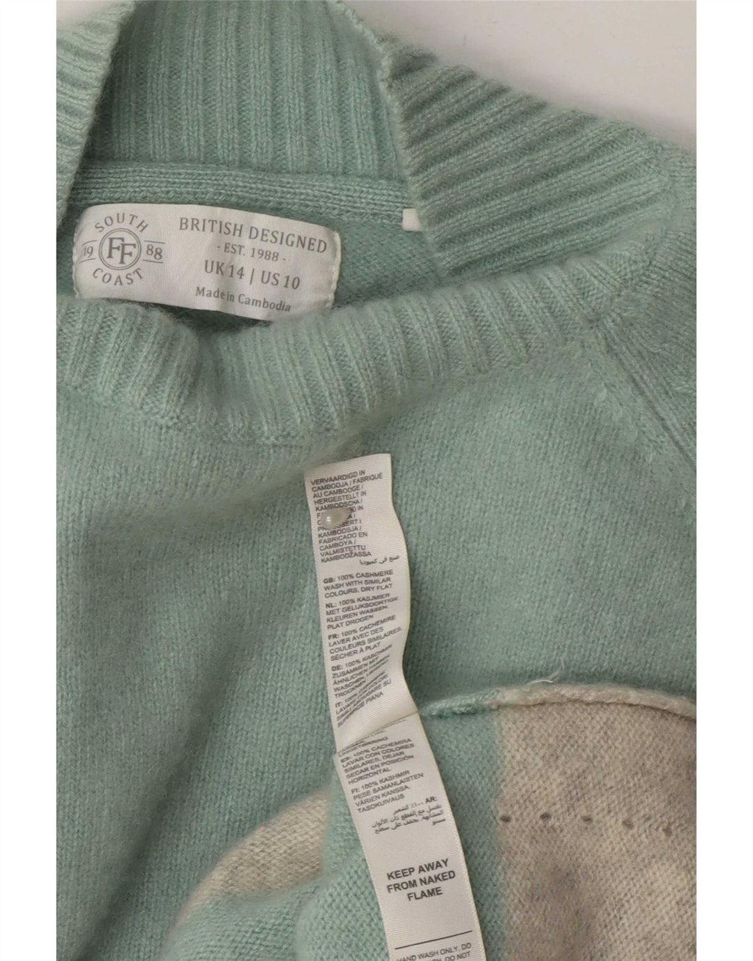 Suéter feminino Fat Face com gola tartaruga Reino Unido 14 grande turquesa