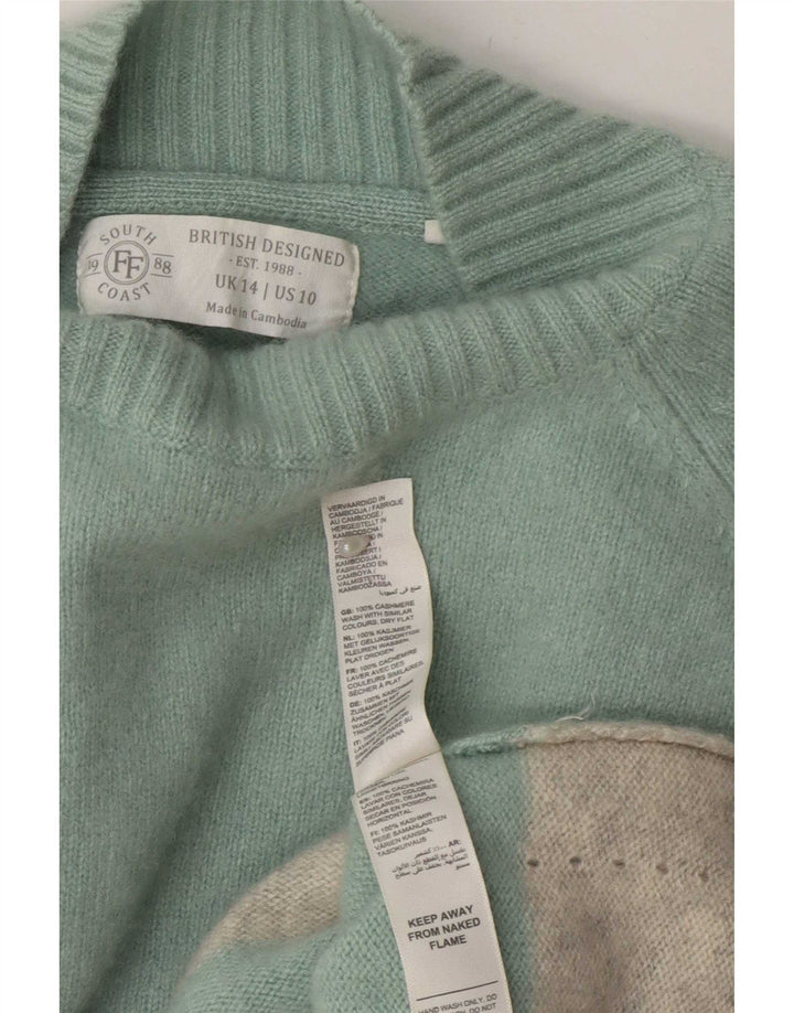Suéter feminino Fat Face com gola tartaruga Reino Unido 14 grande turquesa