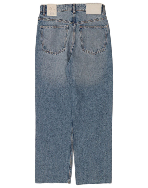 Calça jeans reta feminina Zara cintura alta EU 36 XS W26 L26 azul algodão