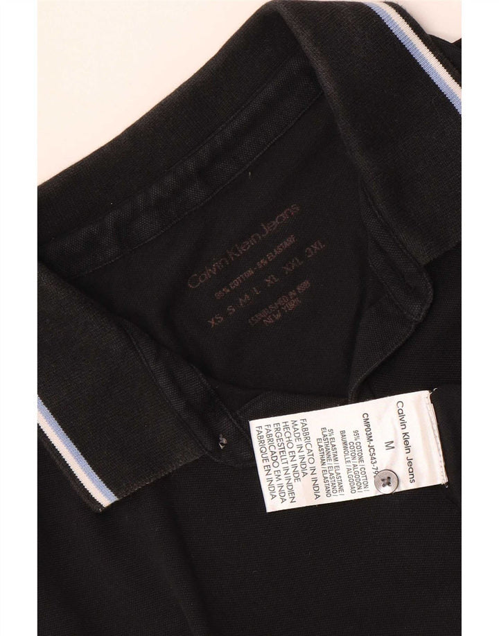 Camisa polo masculina Calvin Klein Jeans de algodão preto médio