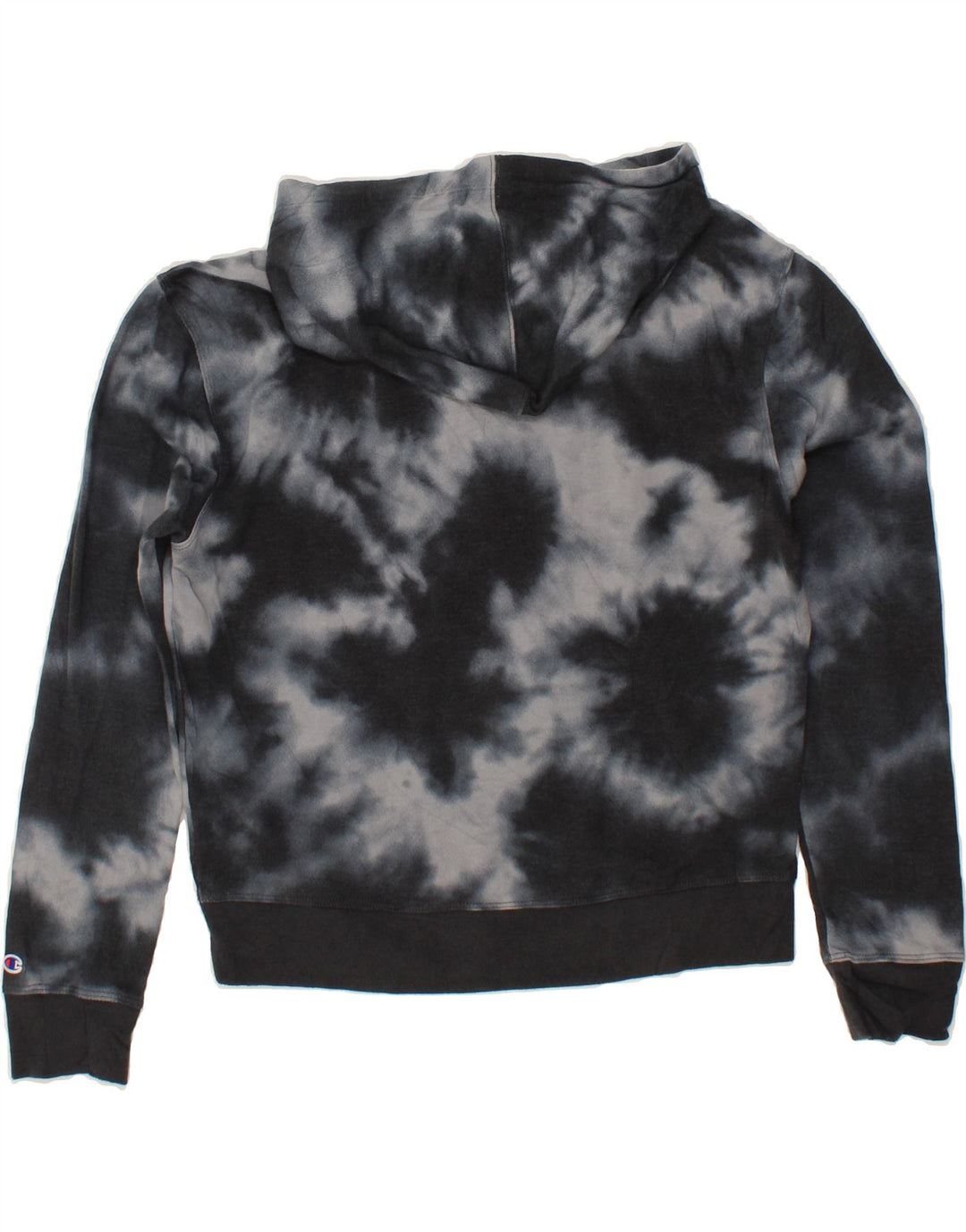 CHAMPION Womens Hoodie Jumper UK 14 Medium Black Tie Dye Cotton Vintage Champion and Second-Hand Champion from Messina Hembry 