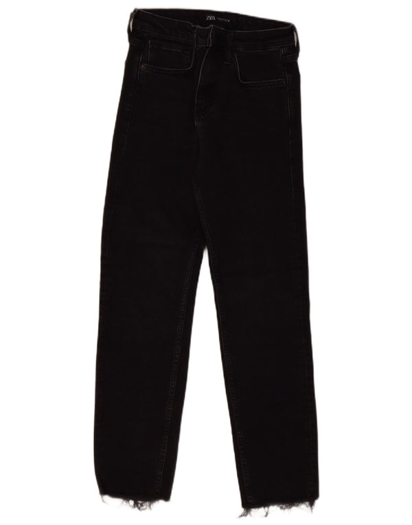 ZARA Womens High Waist Straight Jeans EU 36 XS W26 L27 Black