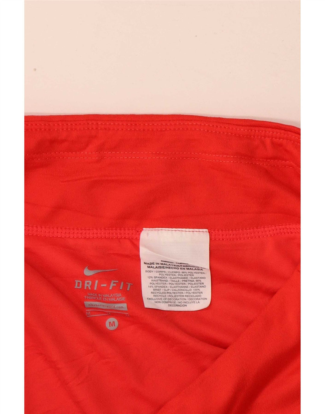 Shorts esportivos femininos Nike Dri Fit UK 14 poliéster camuflado vermelho médio