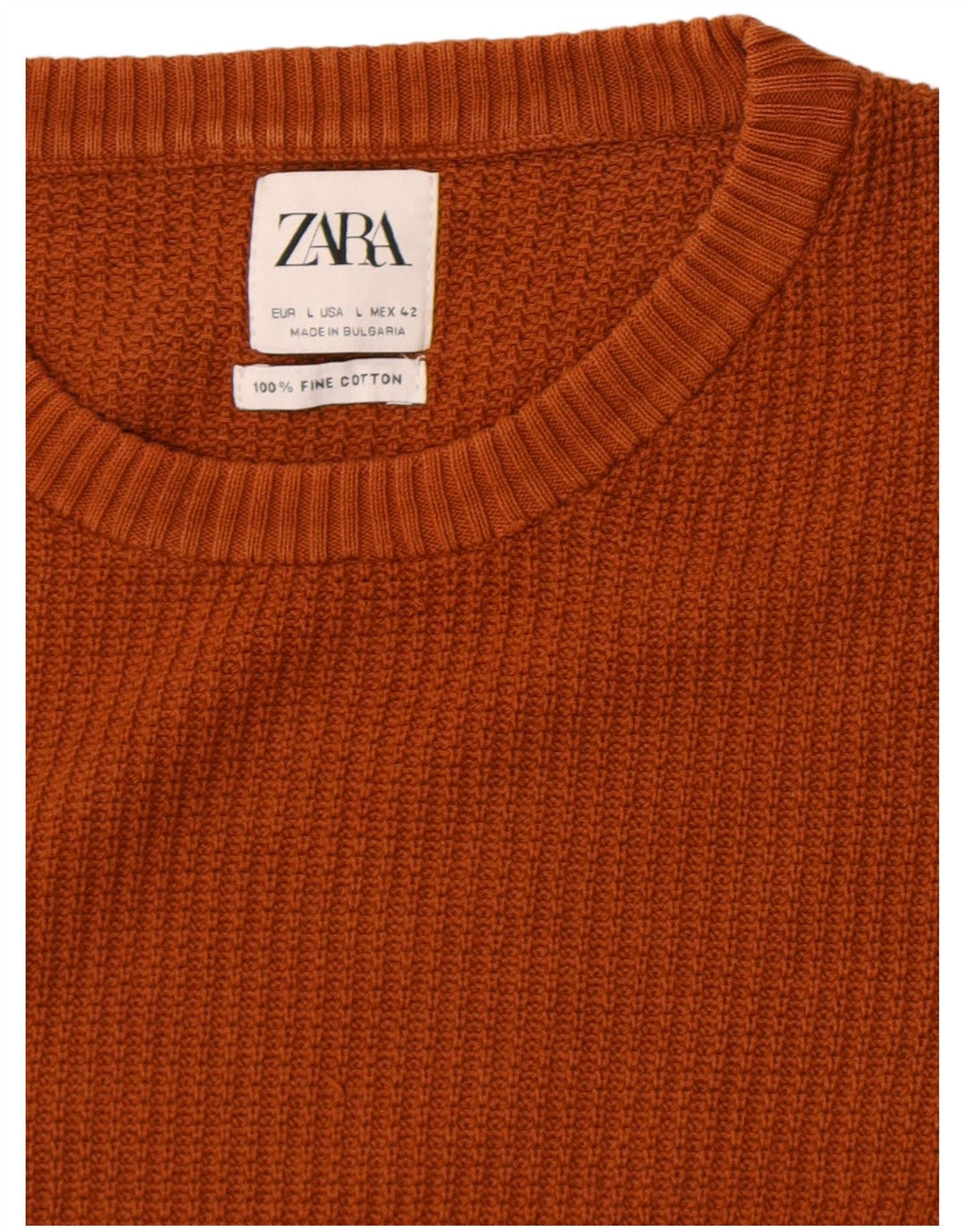 Zara Suéter masculino com gola redonda, grande algodão marrom