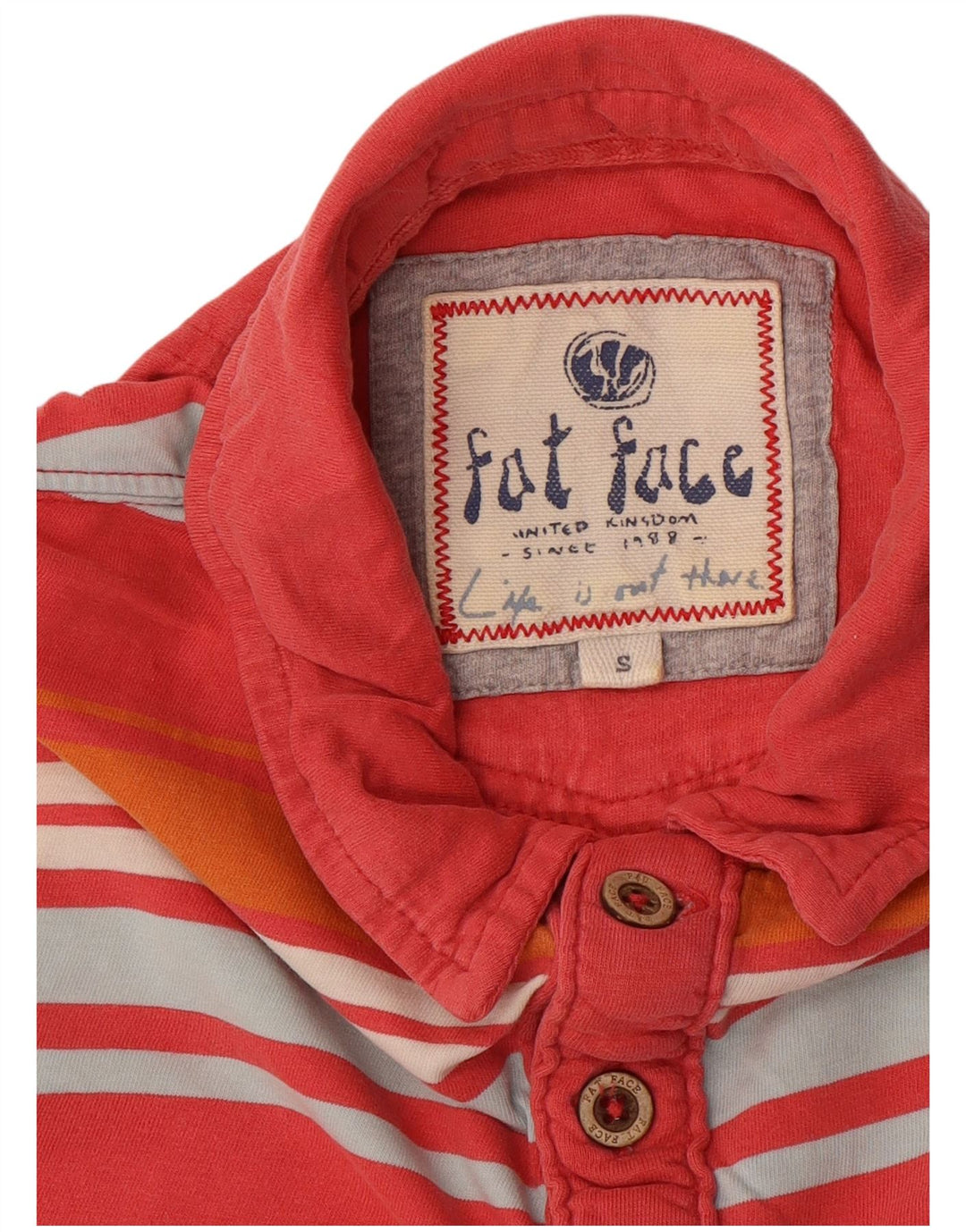 Camisa polo masculina Fat Face pequena listrada vermelha