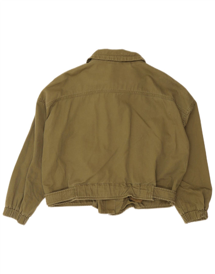 Zara Womens Crop Oversized Bomber Jacket Reino Unido 14 Médio Caqui