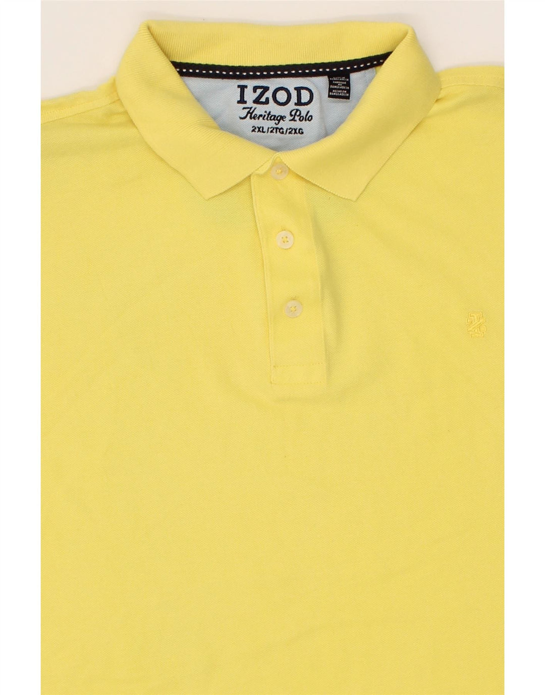 IZOD Mens Heritage Polo Shirt 2XL Yellow Cotton Vintage Izod and Second-Hand Izod from Messina Hembry 