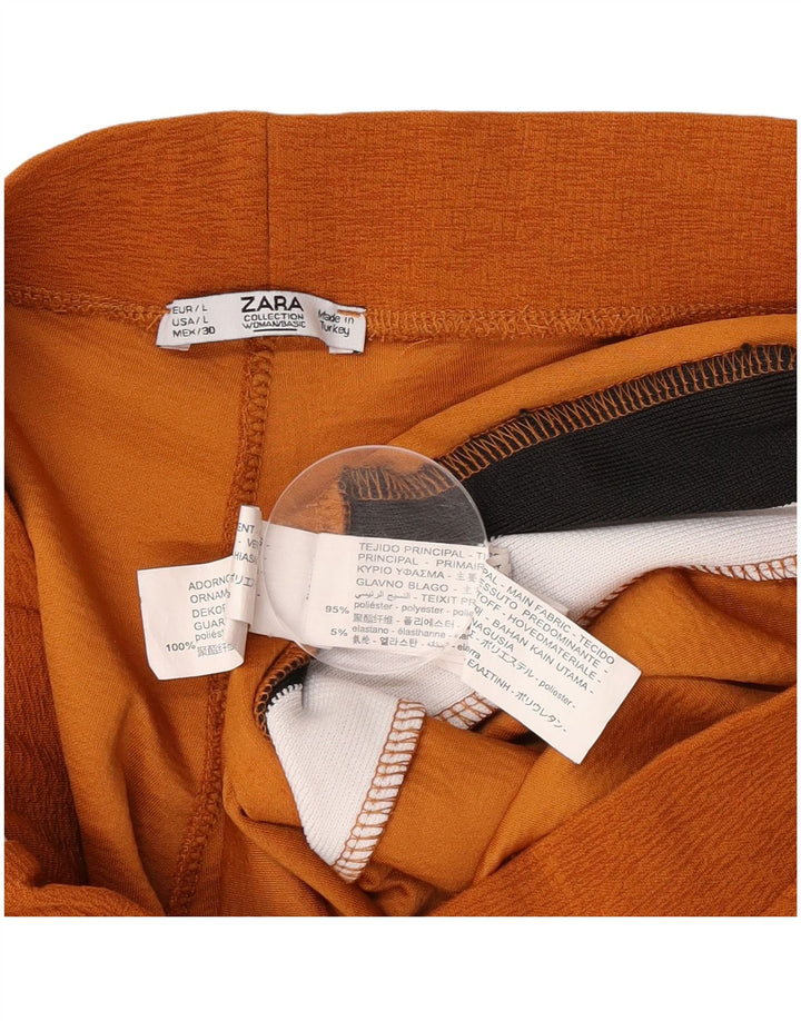 Calça de treino feminina Zara UK 14 grande laranja colorblock poliéster