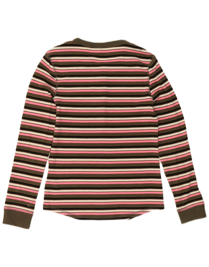 Top feminino Marks & Spencer de manga comprida UK 10 pequeno listrado multicolorido