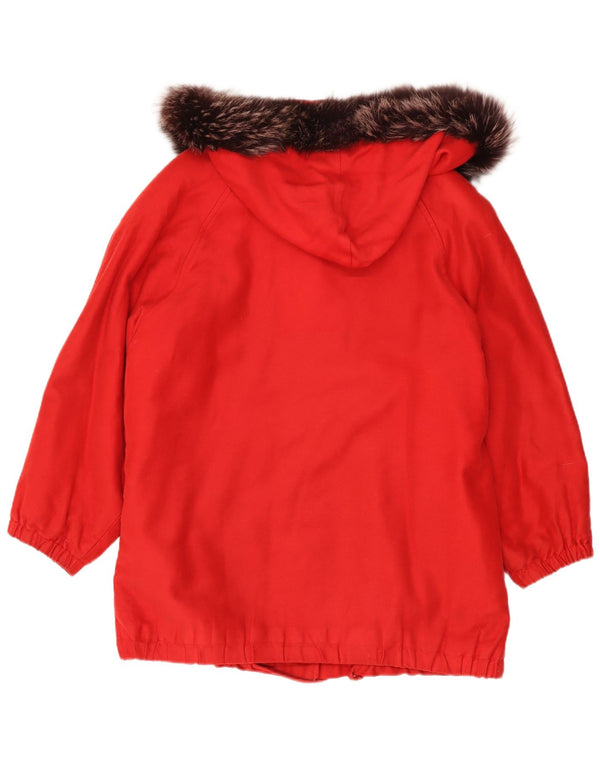 Sobretudo feminino vintage com capuz gráfico UK 18 XL algodão vermelho