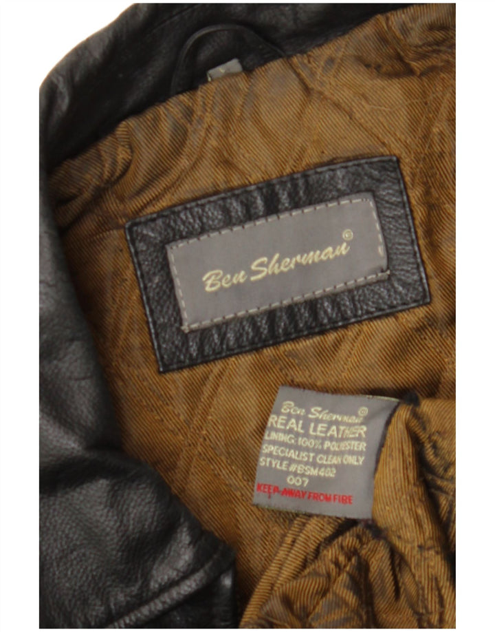 Jaqueta de couro masculina BEN SHERMAN Reino Unido 40 grande couro preto