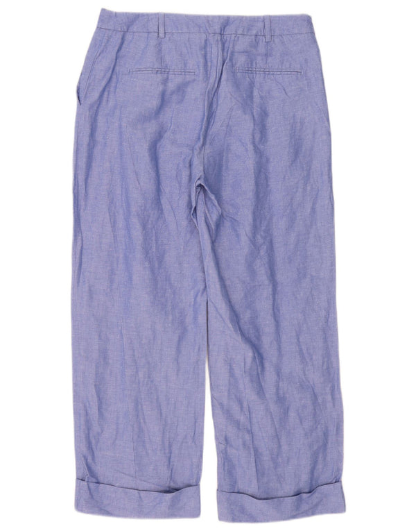 Calças cortadas regulares femininas Marks & Spencer UK 12 médio W32 L26 azul