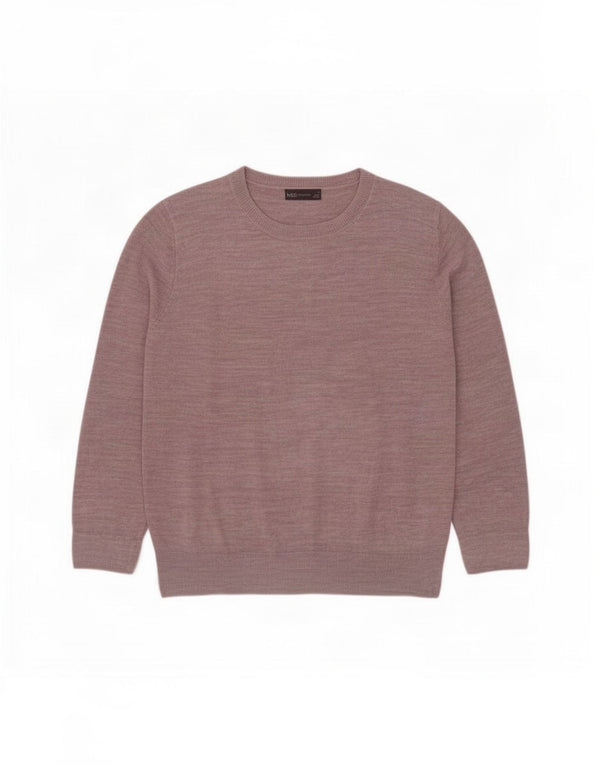 Suéter feminino Marks & Spencer com gola redonda Reino Unido 18 XL rosa manchado