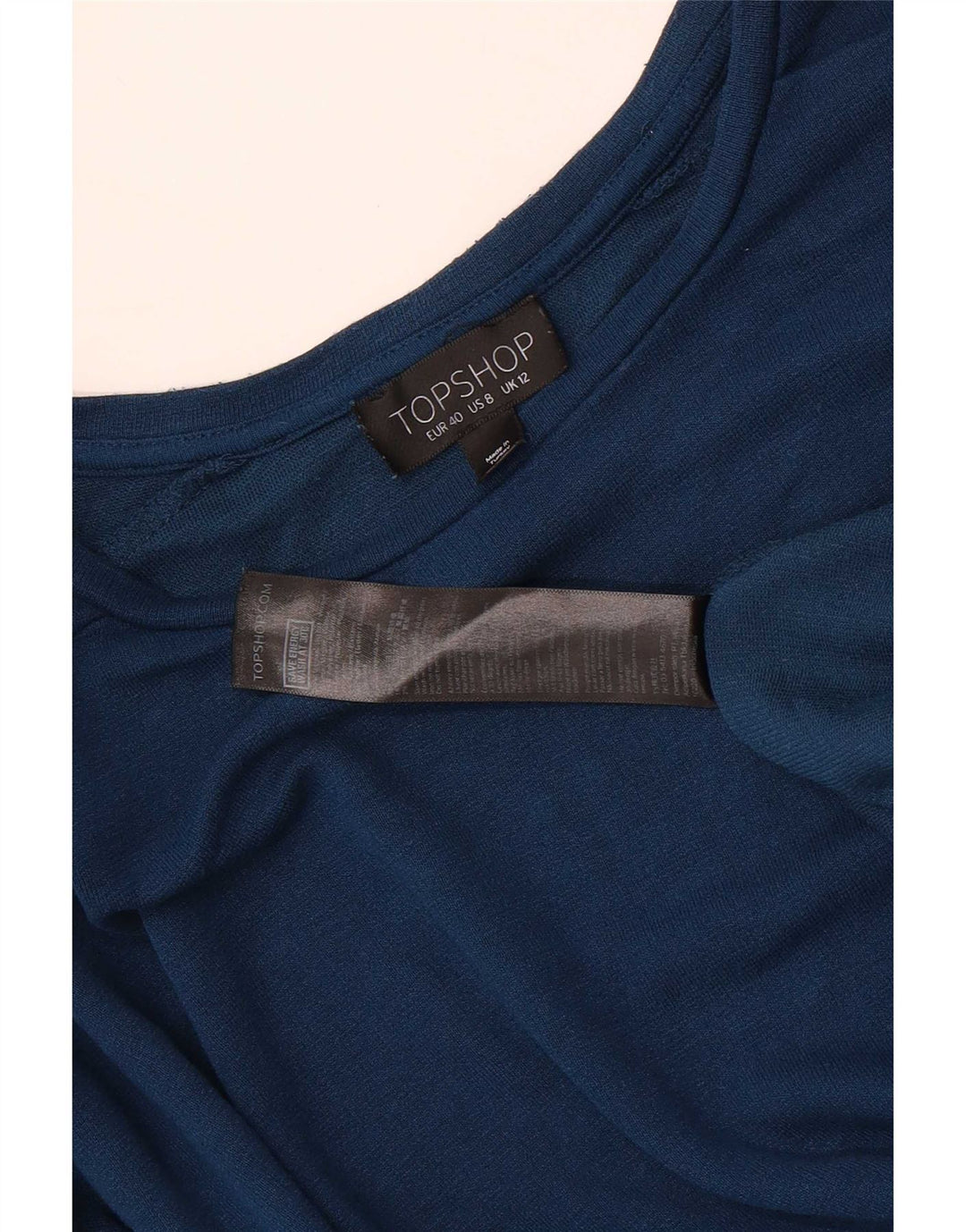 Topshop feminino oversized manga comprida Reino Unido 12 viscose azul médio