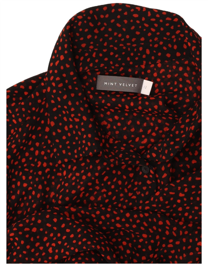 Vestido camisa feminino de manga comprida MINT VELVET Reino Unido 12 médio preto manchado