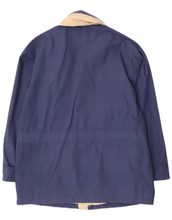 Jaqueta utilitária masculina vintage UK 42 XL poliéster azul marinho