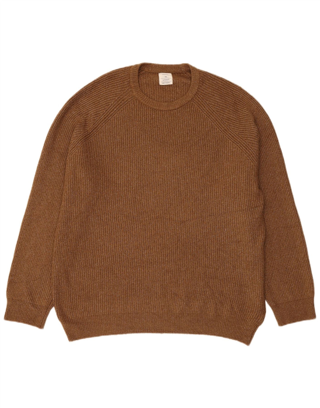 Suéter masculino Marks & Spencer com gola redonda 3XL poliamida manchada marrom