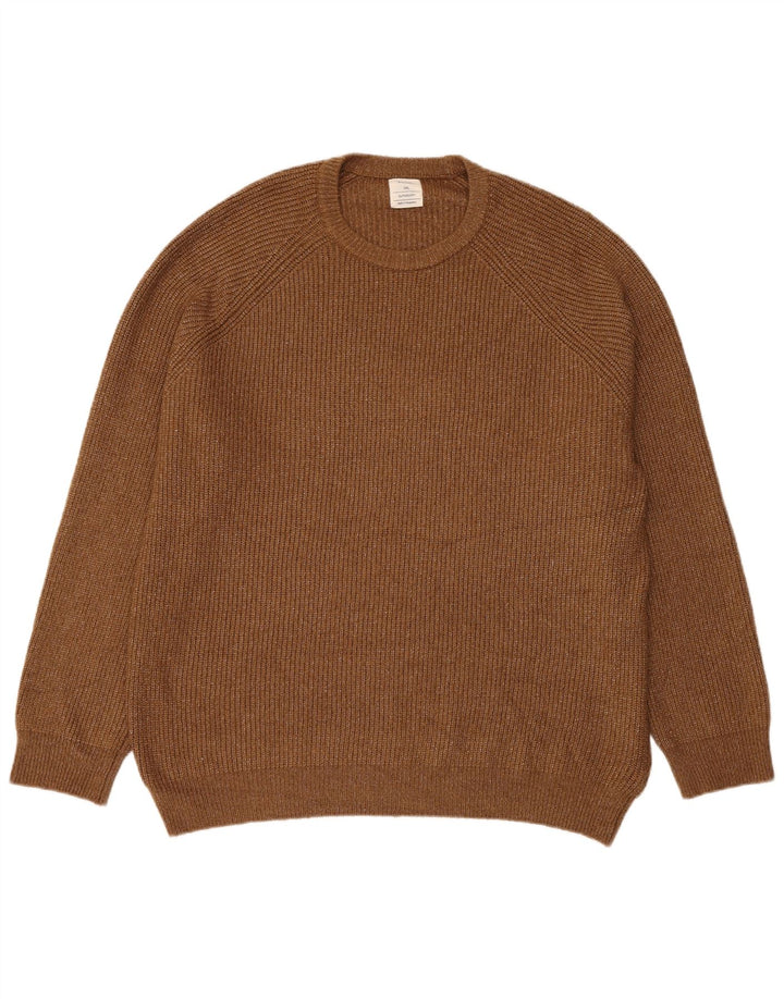 Suéter masculino Marks & Spencer com gola redonda 3XL poliamida manchada marrom