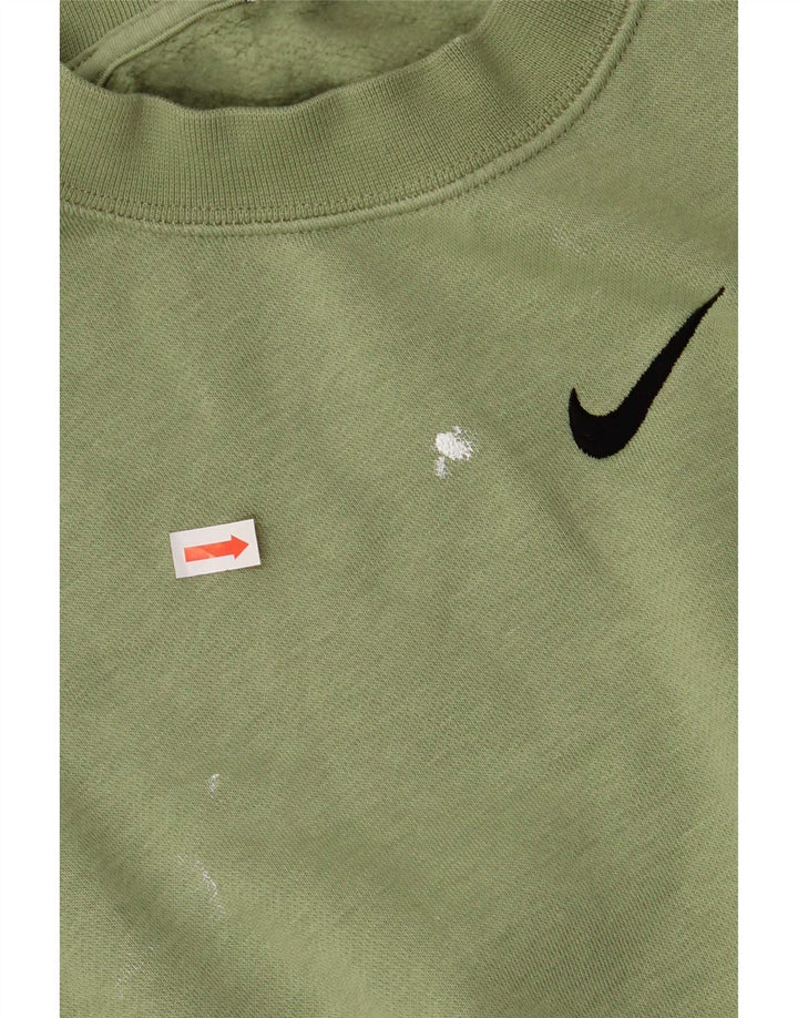 Nike masculino solto ajuste moletom jumper pequeno algodão verde