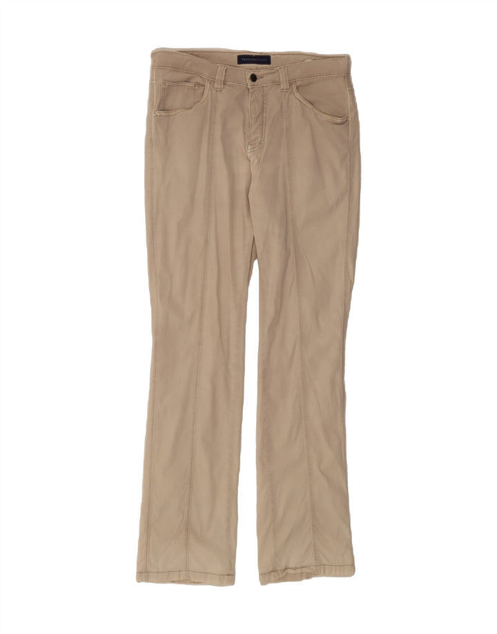 TRUSSARDI Womens Straight Casual Trousers W32 L34 Beige Cotton Vintage Trussardi and Second-Hand Trussardi from Messina Hembry 