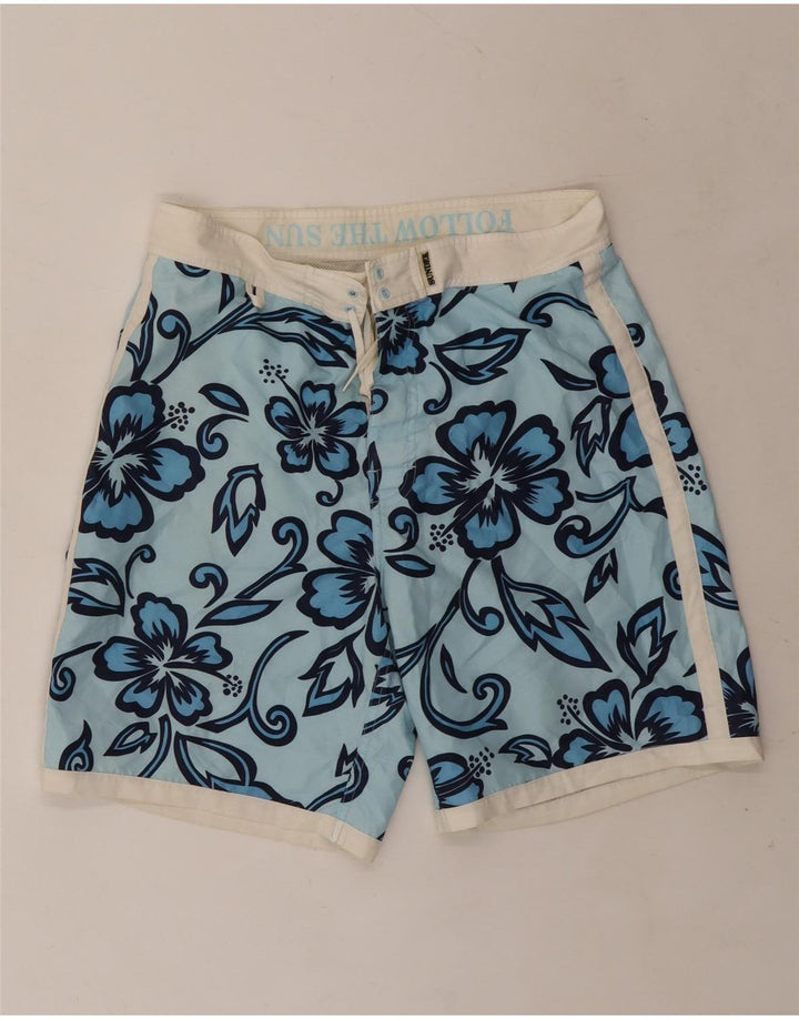 Shorts de natação masculino Sundek poliéster floral azul médio