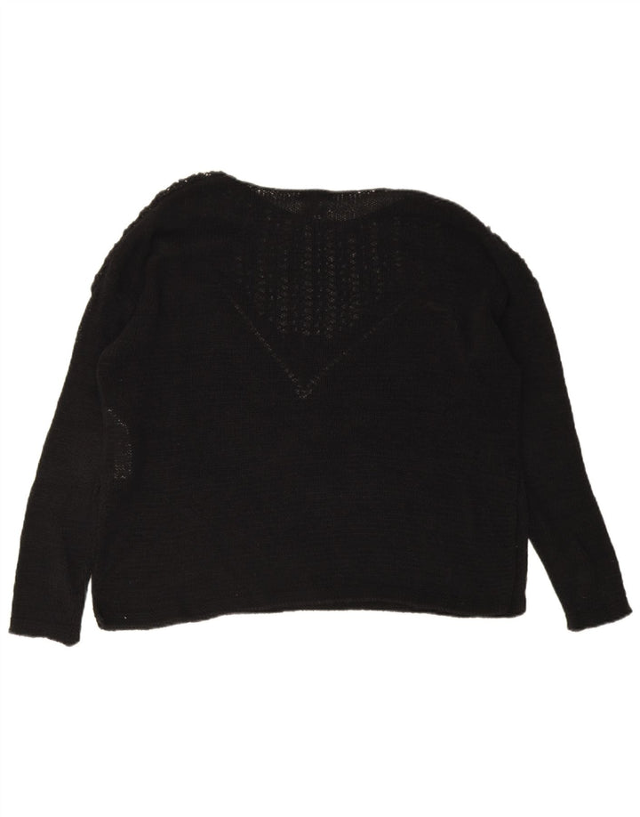 Suéter feminino Massimo Dutti com gola canoa grande Reino Unido 14 médio preto
