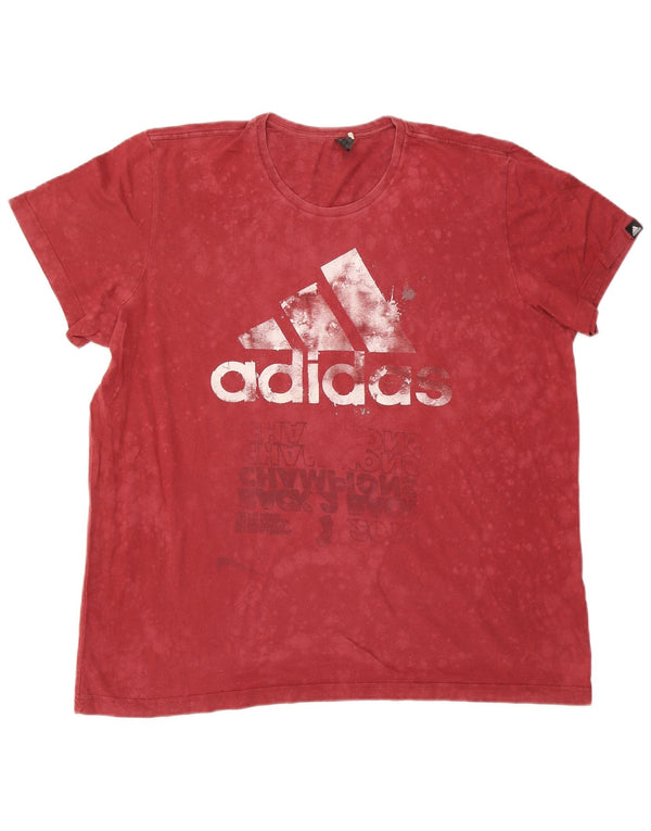 Adidas Mens Graphic T-Shirt Top 2XL Algodão Vermelho