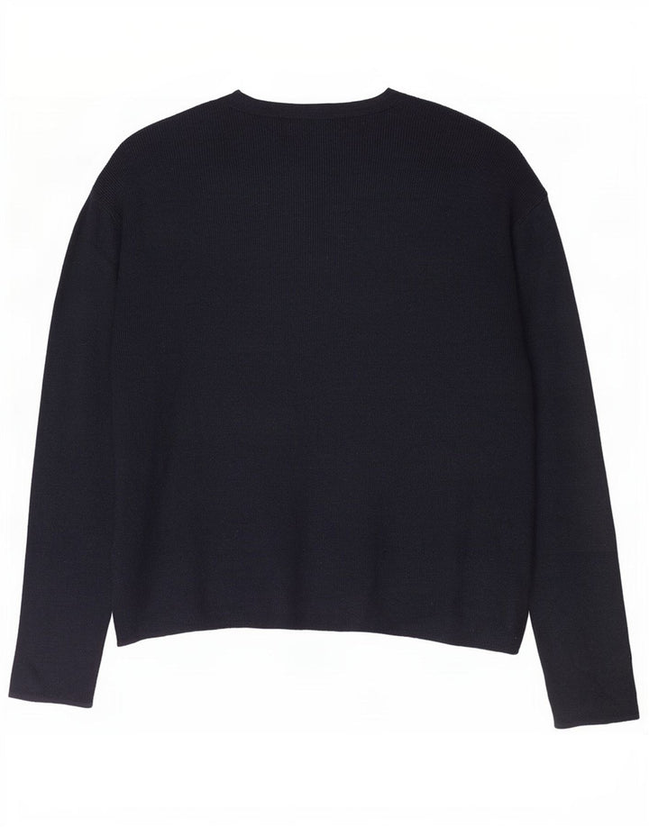Suéter feminino Marks & Spencer com decote em V Reino Unido 16 grande viscose preta