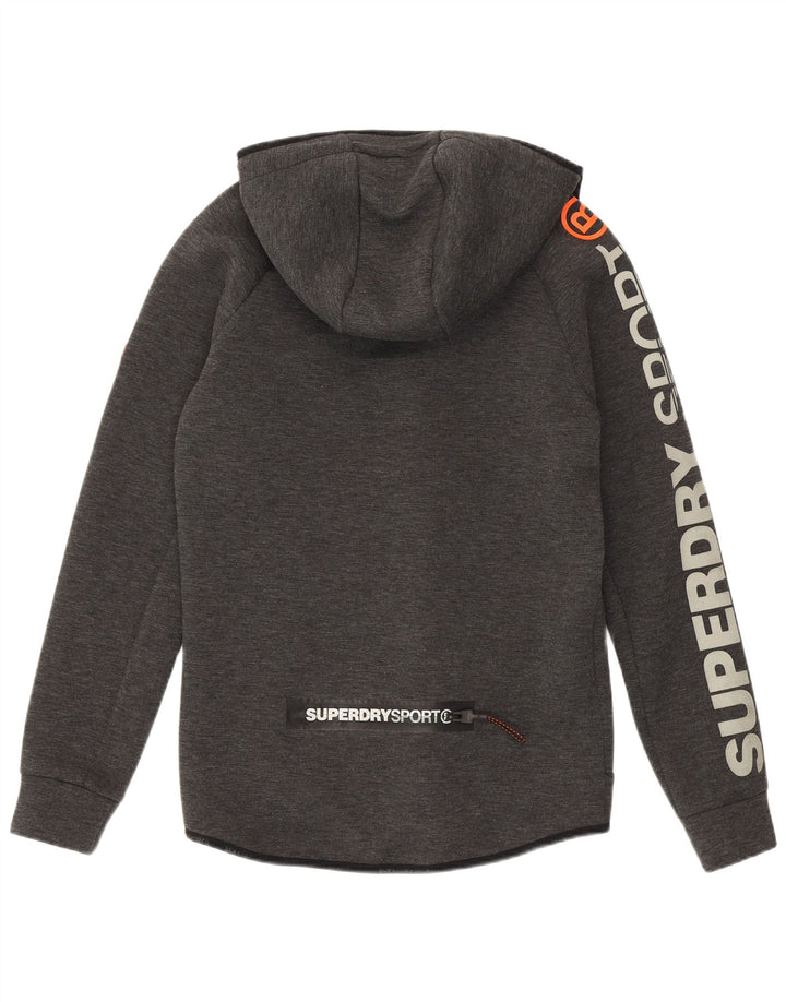 Suéter masculino Superdry com capuz e zíper gráfico pequeno poliéster cinza