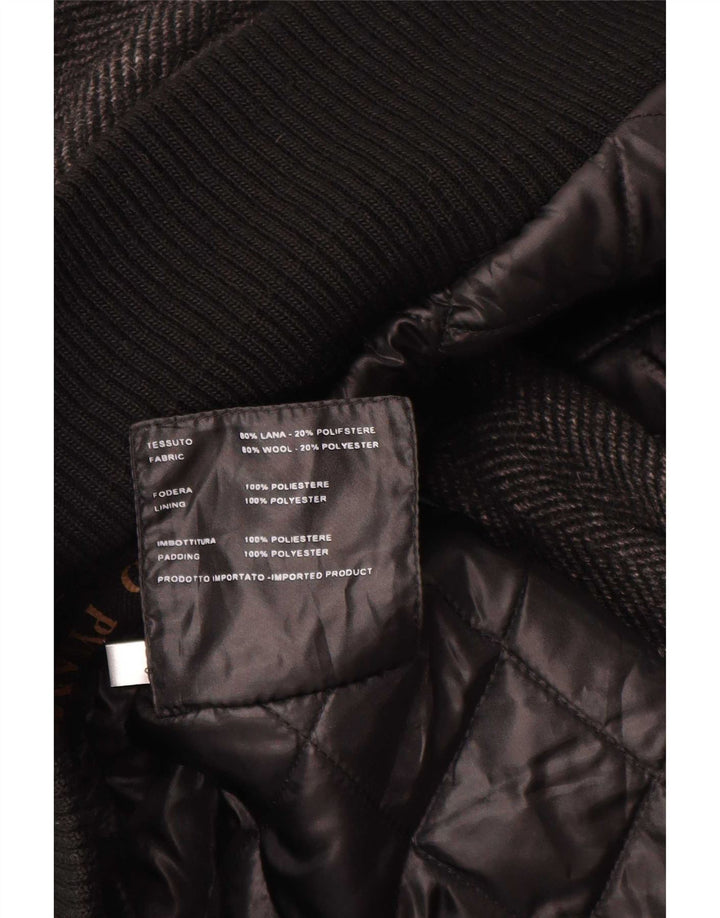 Jaqueta bomber masculina Pyramid UK 40 grande lã espinha de peixe cinza