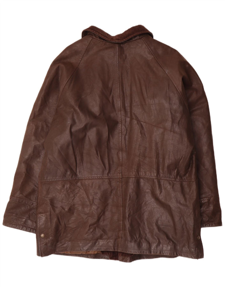 Jaqueta de couro masculina Pierre Cardin IT 56 3XL marrom