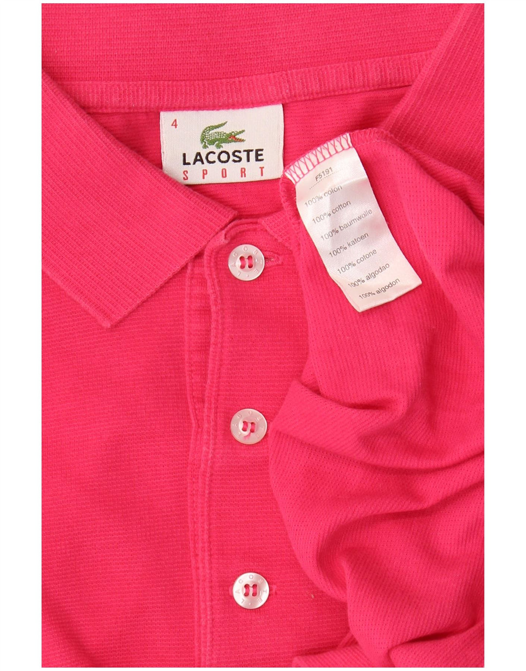 Camisa polo masculina Lacoste tamanho 4 médio algodão rosa