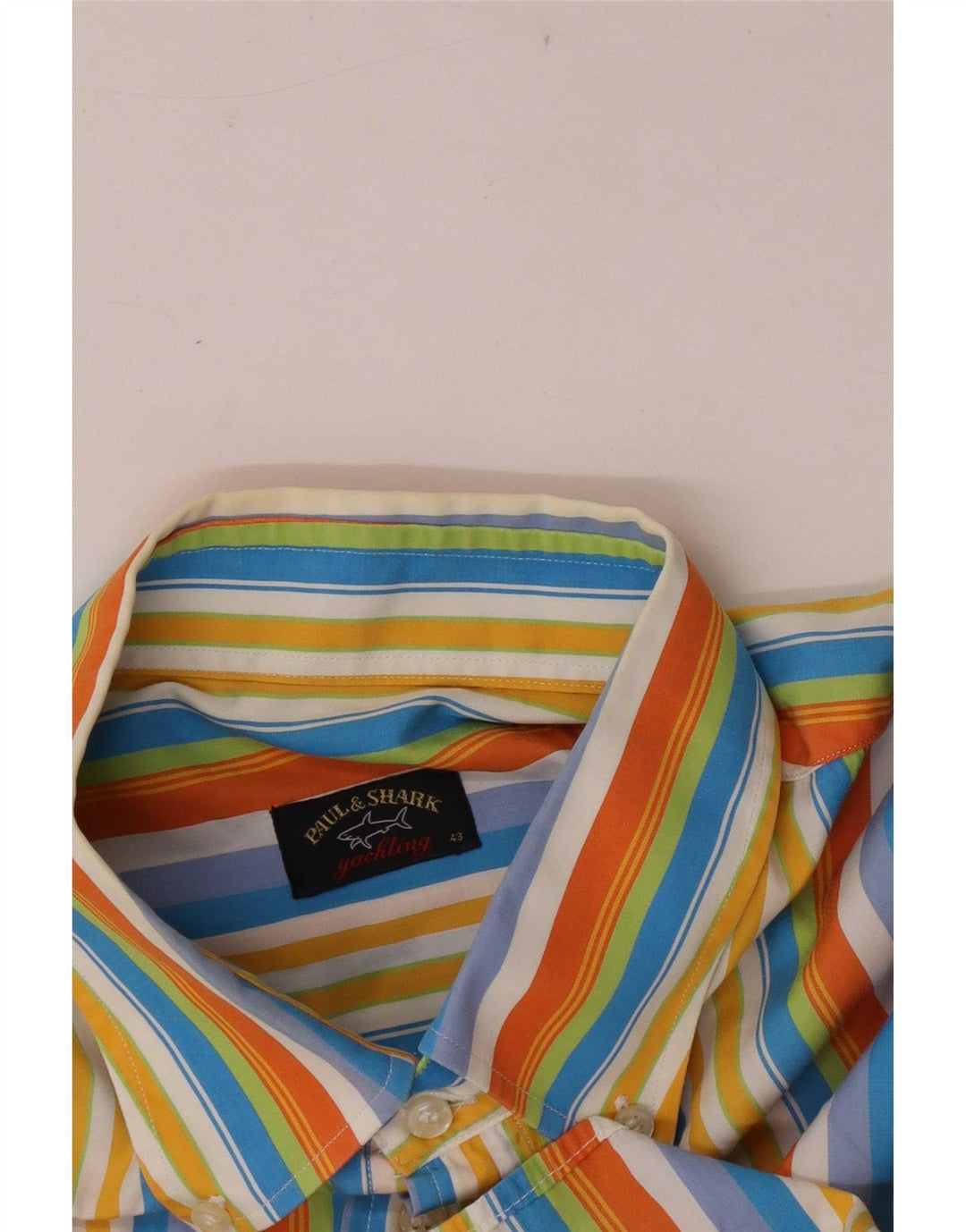 Camisa masculina de manga curta Paul & Shark tamanho 43 XL listrada multicolorida